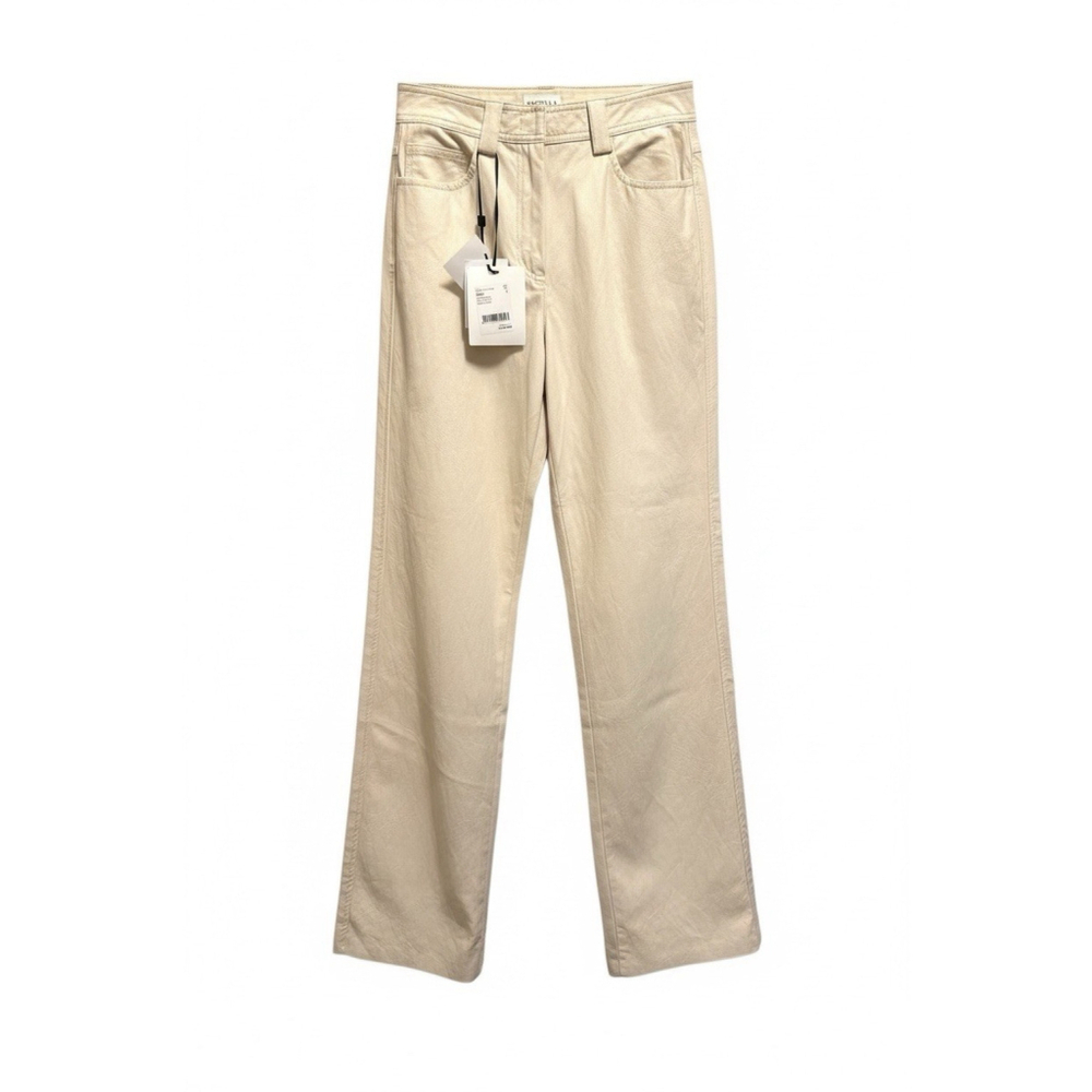 Marella Kiota‎ Pants Coated Straight-Leg Cream Size 10 New With tags